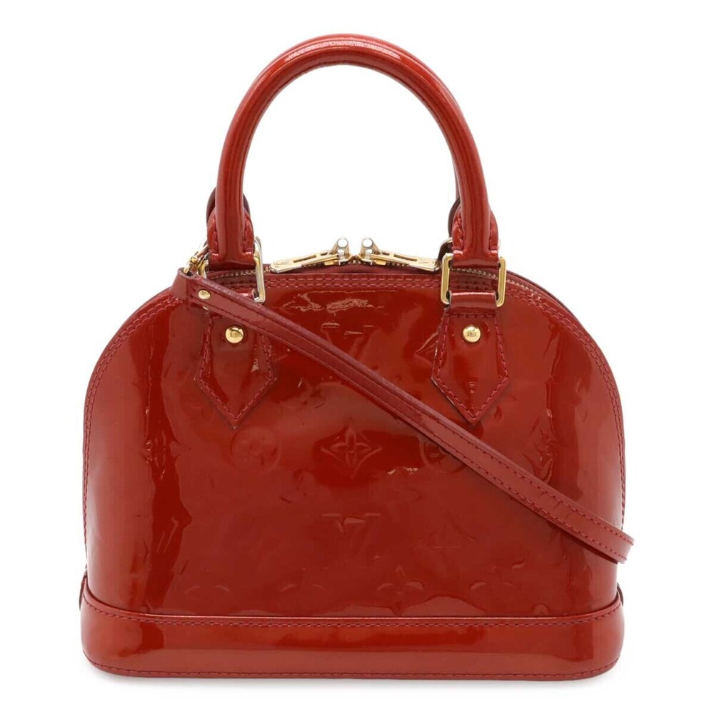 LOUIS VUITTON Monogram Vernis Alma Handbag Shoulder Cerise Red